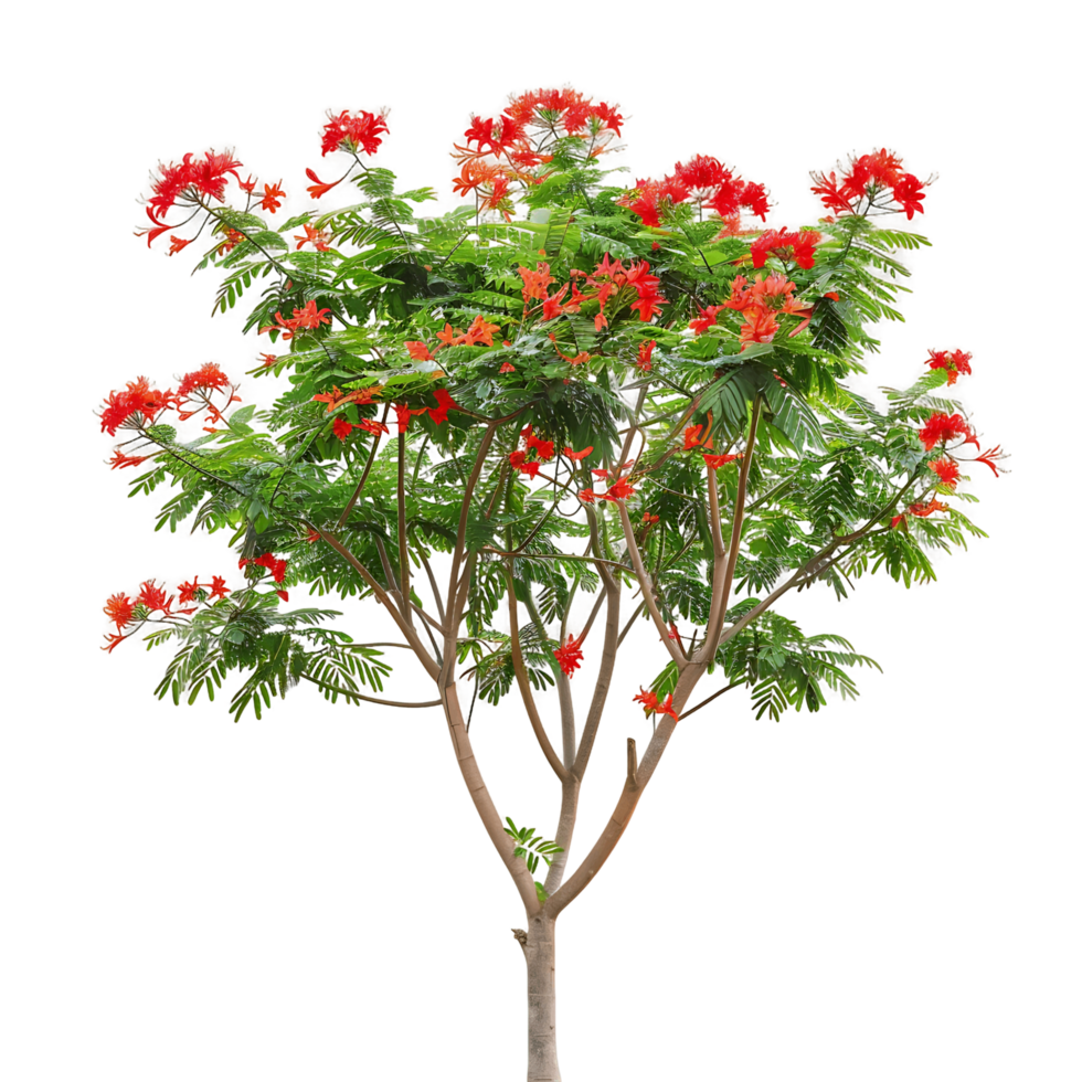 Caesalpinia Pulcherrima Tree on Transparent Background png