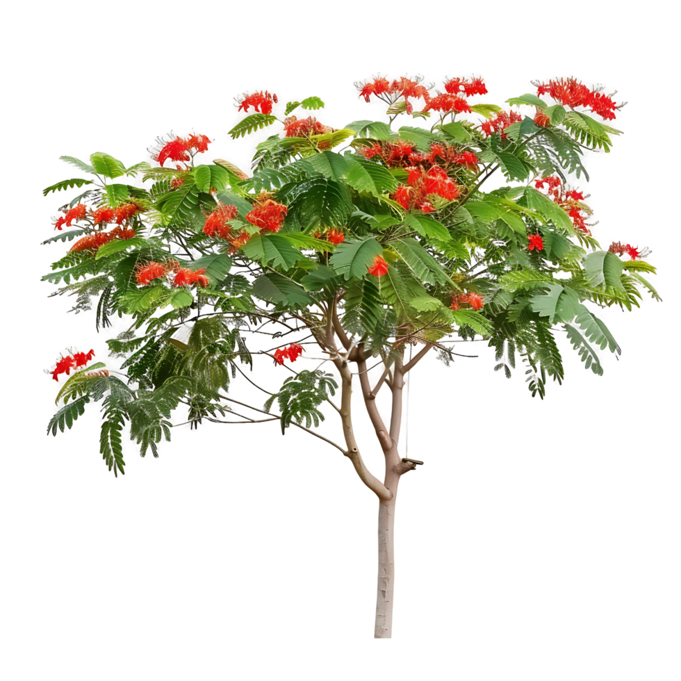Caesalpinia Pulcherrima Tree Isolated on Transparent Cutout png