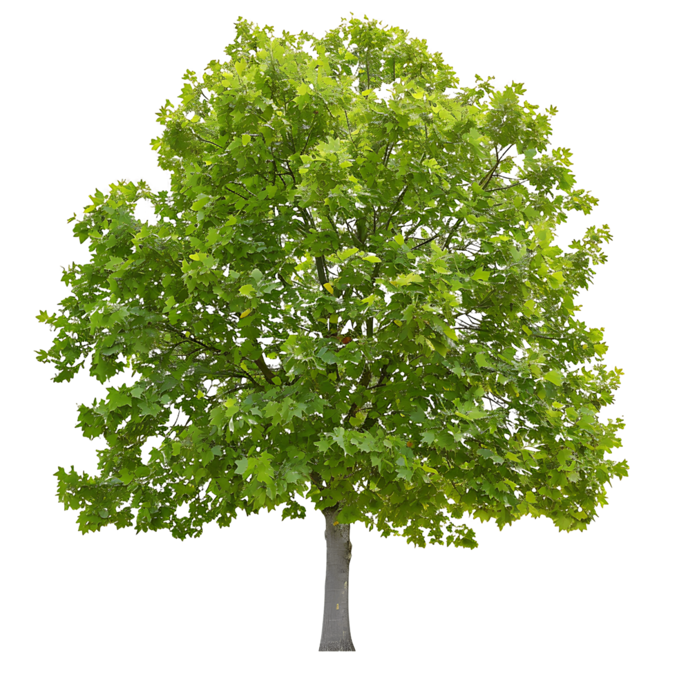 Platanus Acerifolia Tree on Transparent Background Cutout png