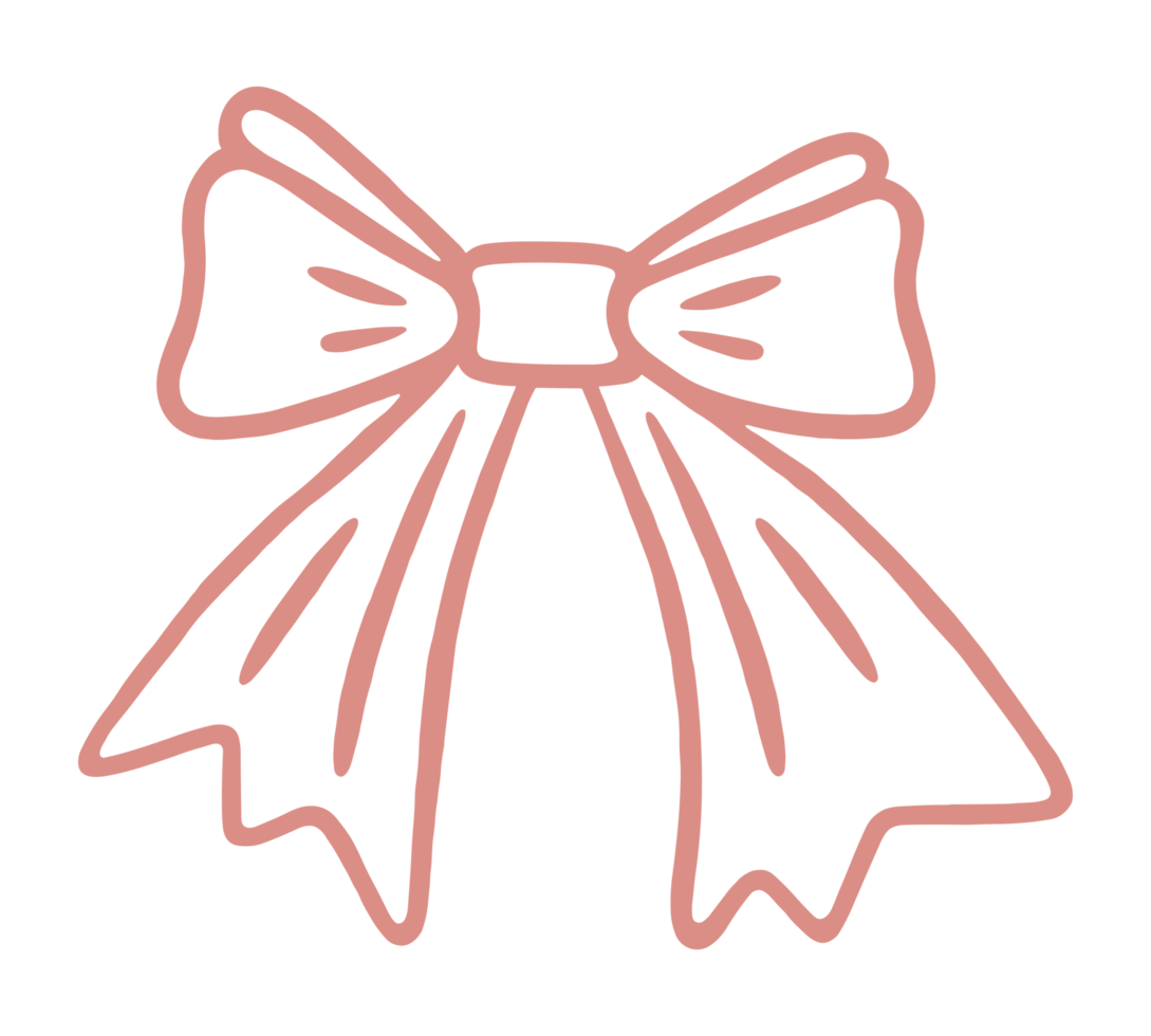 Pink ribbon coquette dollette girly aesthetic drawing illustration isolated element sticker transparent background png