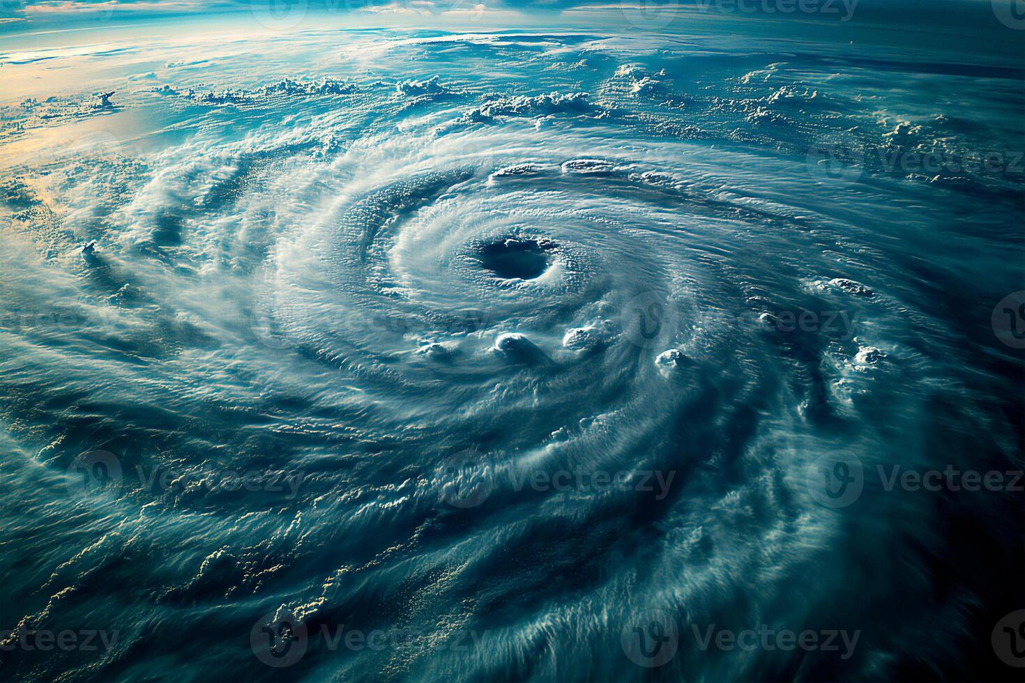 Eye of the Hurricane on Earth. Typhoon over planet. Category 5 super. View from outer space. photo