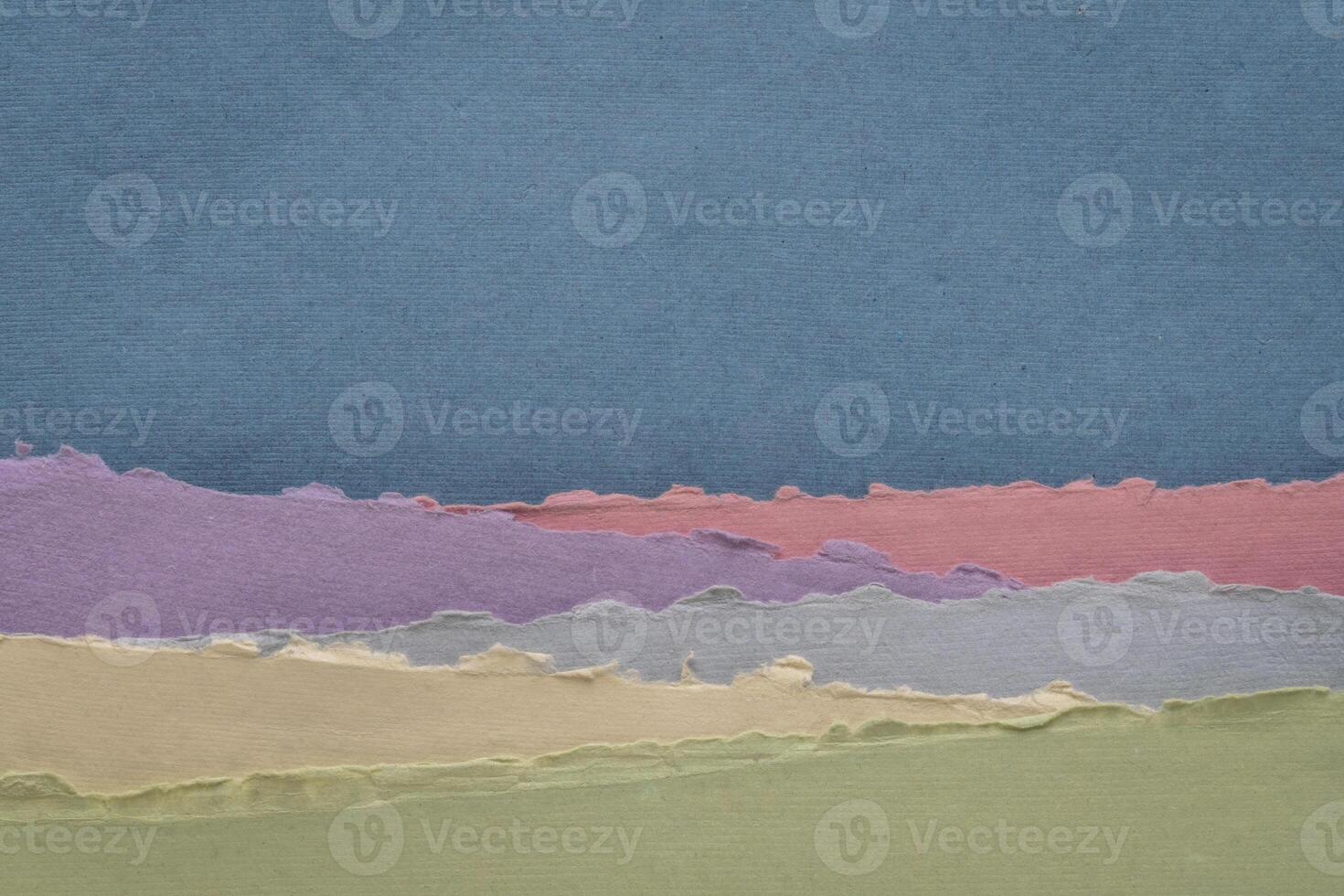 abstract landscape in blue, green and pink pastel tones photo