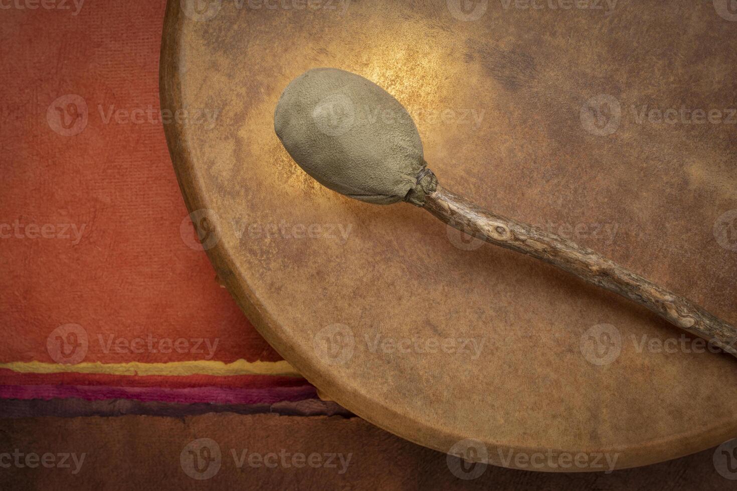 shaman frame drum with a beater photo