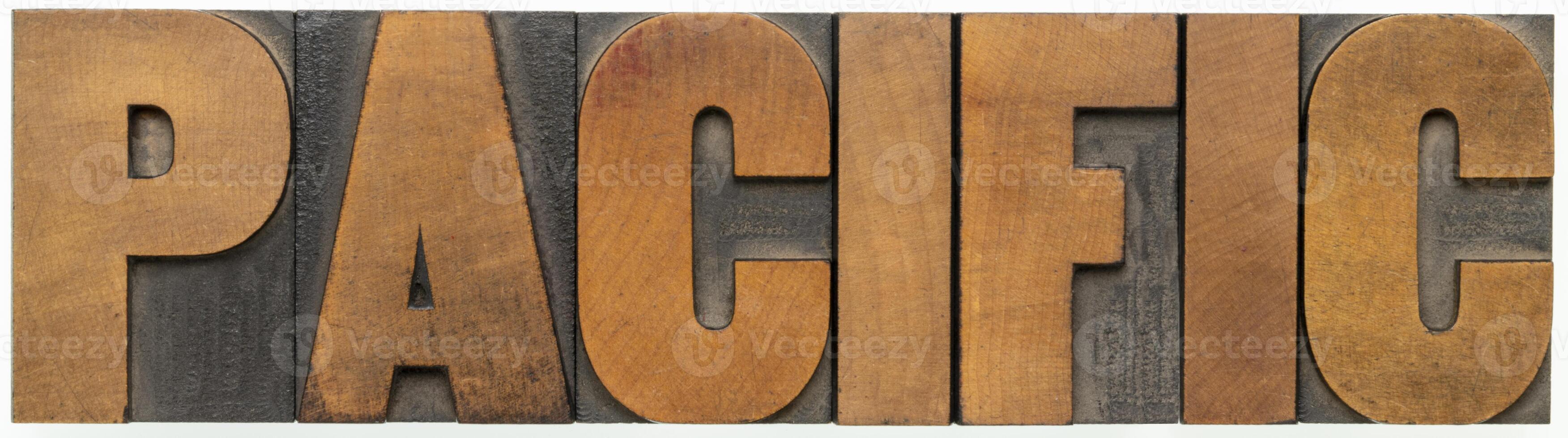 Pacific - isolated word in wood type photo