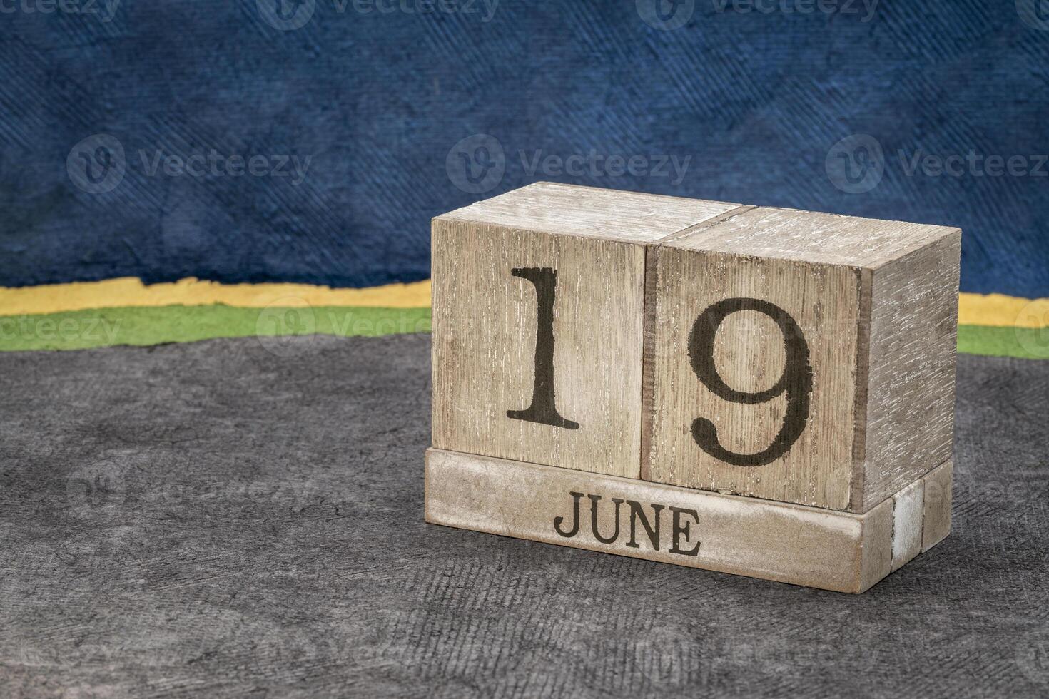 Juneteenth, June 19, in a desktop calendar photo