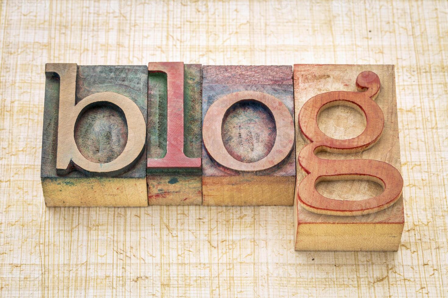 blog word in letterpress wood type photo
