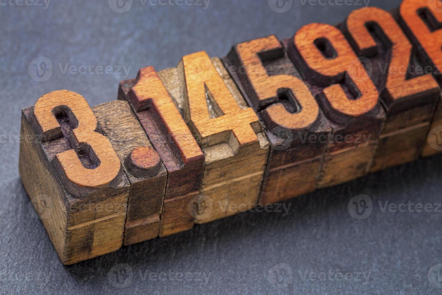 the number pi in wood type photo