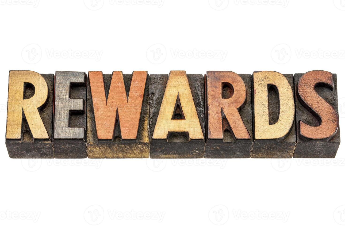 rewards word in wood type photo