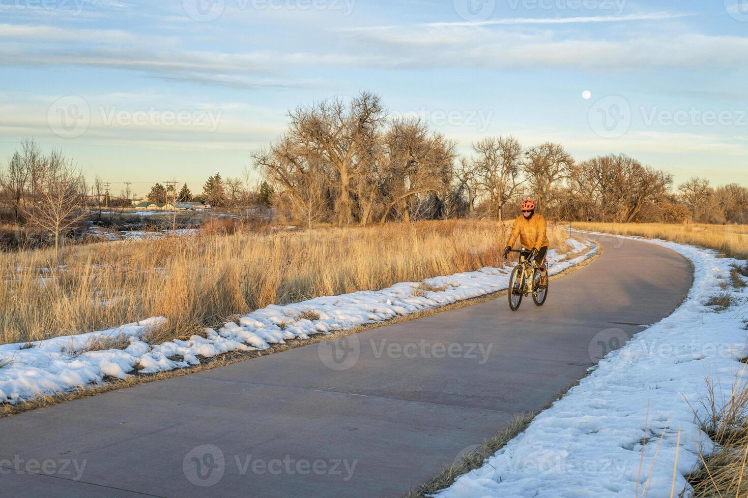bike trail in winter conditions in Fort Collins photo