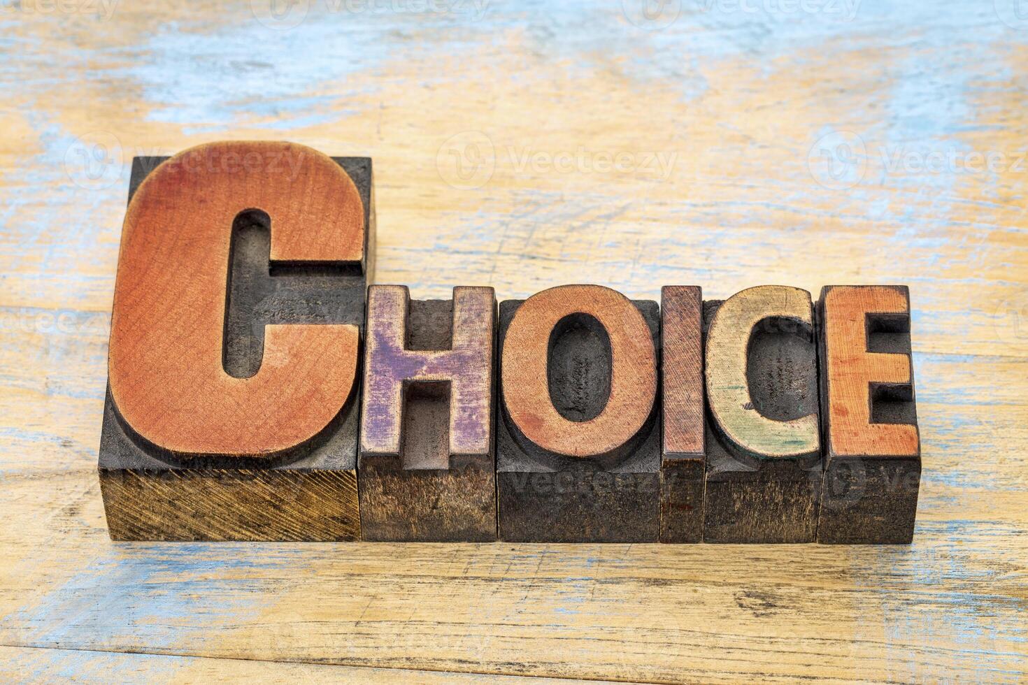 choice word in wood type photo