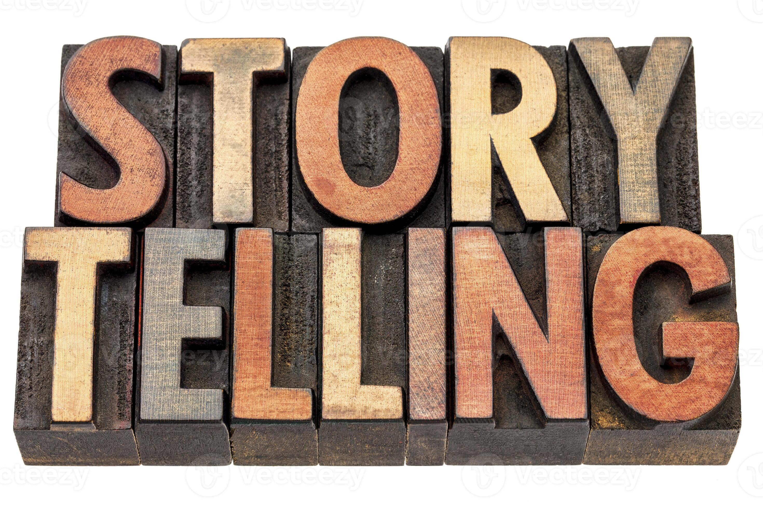 storytelling word in wood type 46684571 Stock Photo at Vecteezy