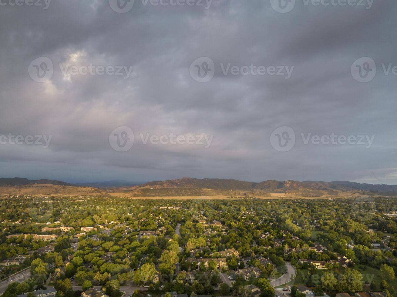 summer morning over residential area of Fort Collins photo