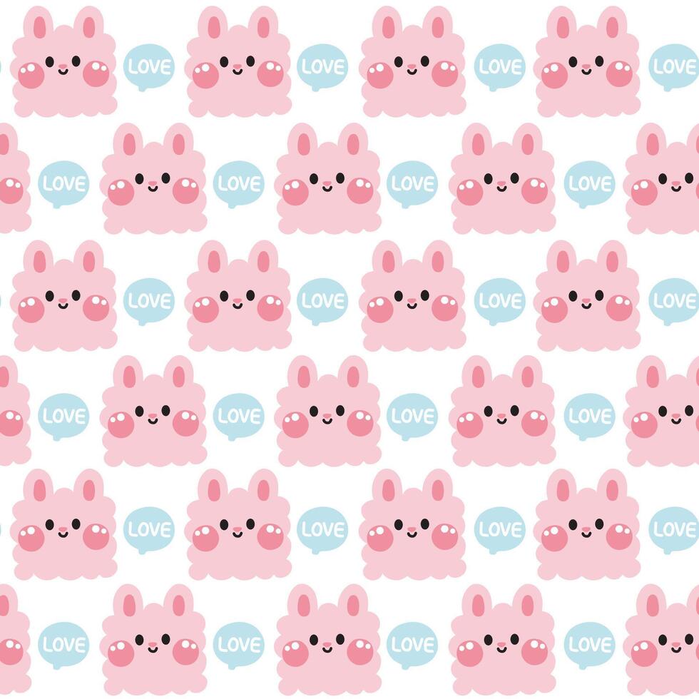 Seamles pattern of cute rabbit in curve shape hand drawn.Bunny.Easter.Cartoon animals character design.Image for card,poster,baby clothing.Kawaii.Illustration. vector