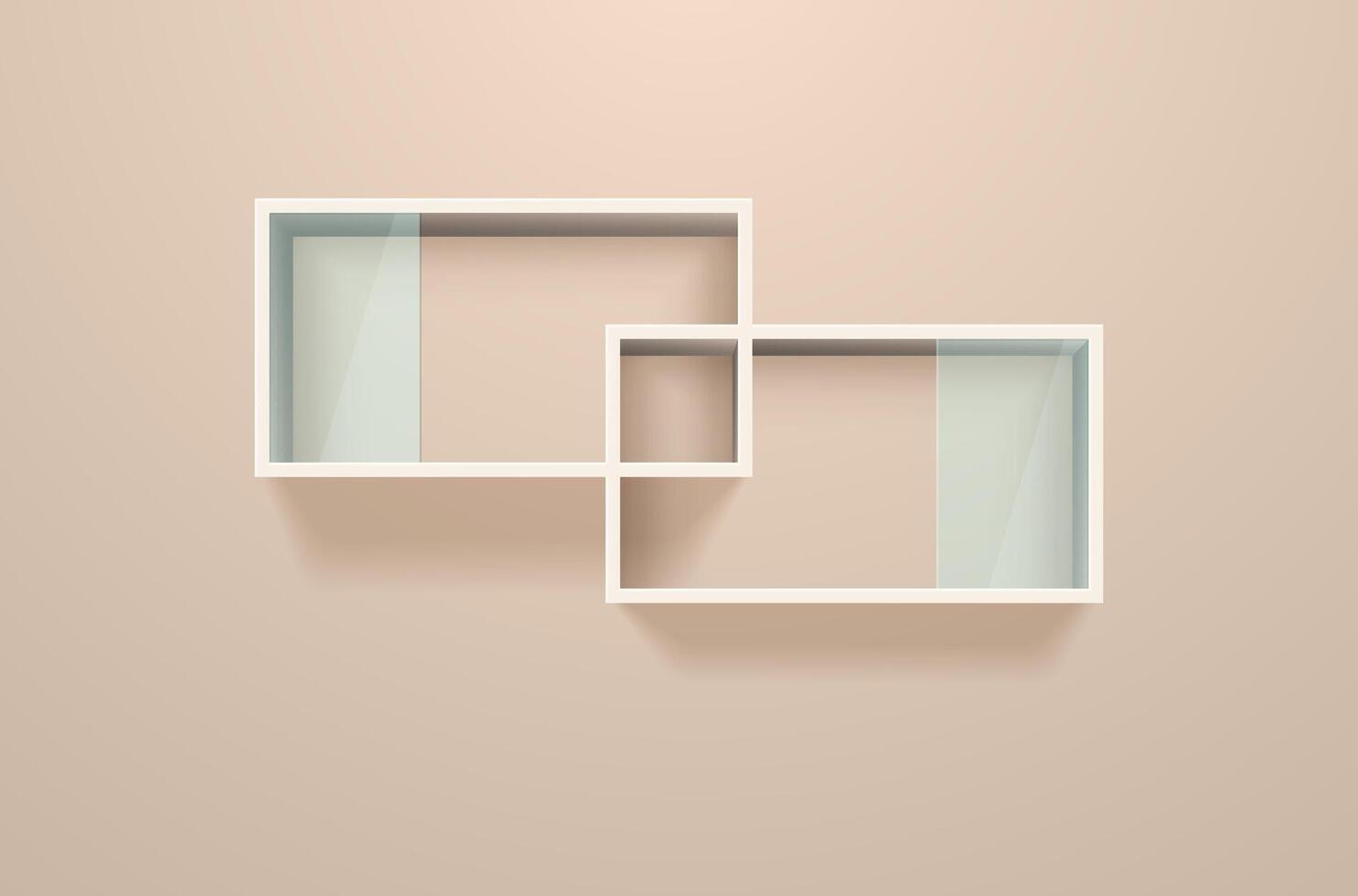 Realistic wall hanging wooden shelf with glass latches. vector
