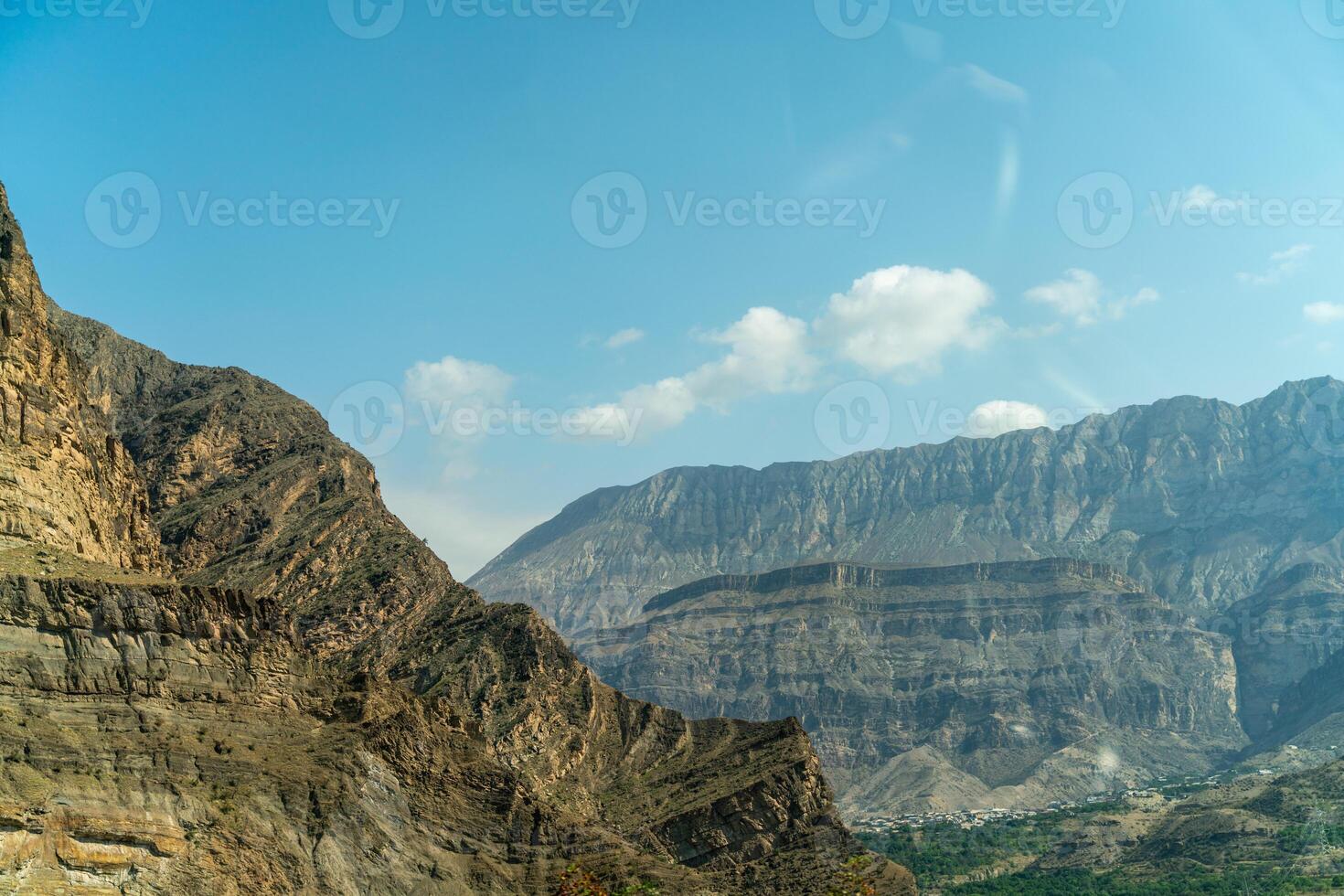 Caucasian mountain. Dagestan. Trees, rocks, mountains, view of the green mountains. Beautiful summer landscape. photo