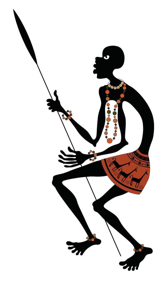 African warrior with spear vector