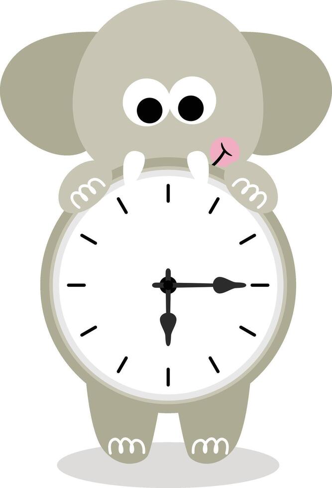 Cute elephant with clock inside vector