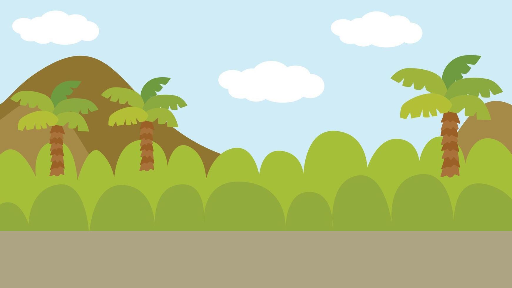 Mountain landscape with palm trees vector