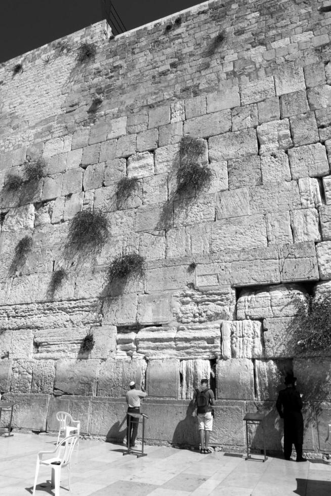 07 13 2023 Jerusalem Israel. The Western Wall is part of the ancient wall around the western slope of the Temple Mount in the Old City of Jerusalem. photo