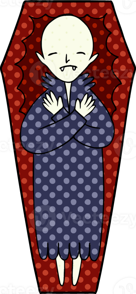 spooky cartoon vampire in coffin png