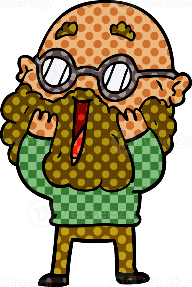 cartoon amazed man with beard png