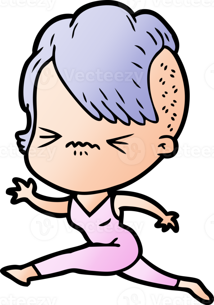 cartoon annoyed hipster girl png