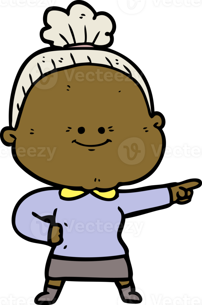 cartoon happy old woman drawing png