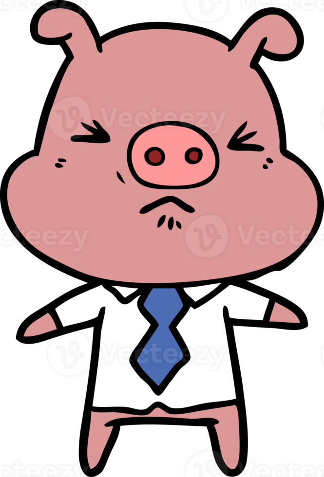 cartoon angry pig in shirt and tie png