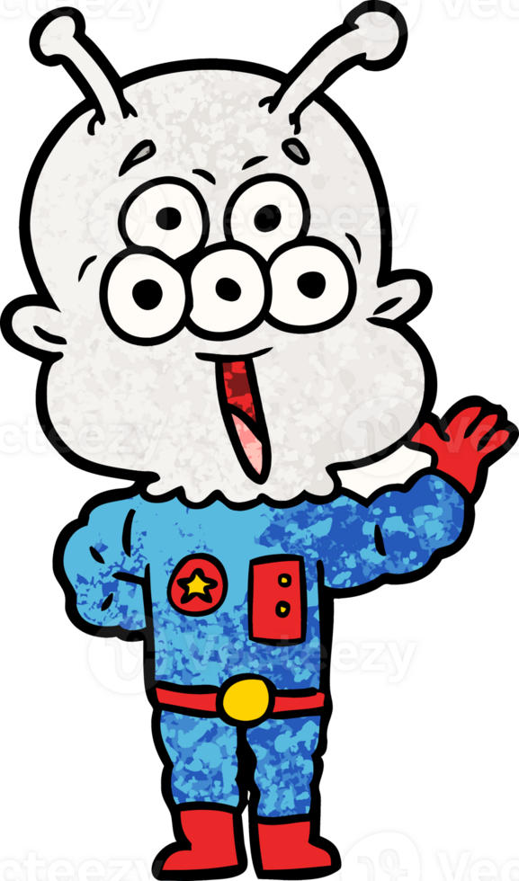 happy cartoon alien waving drawing png