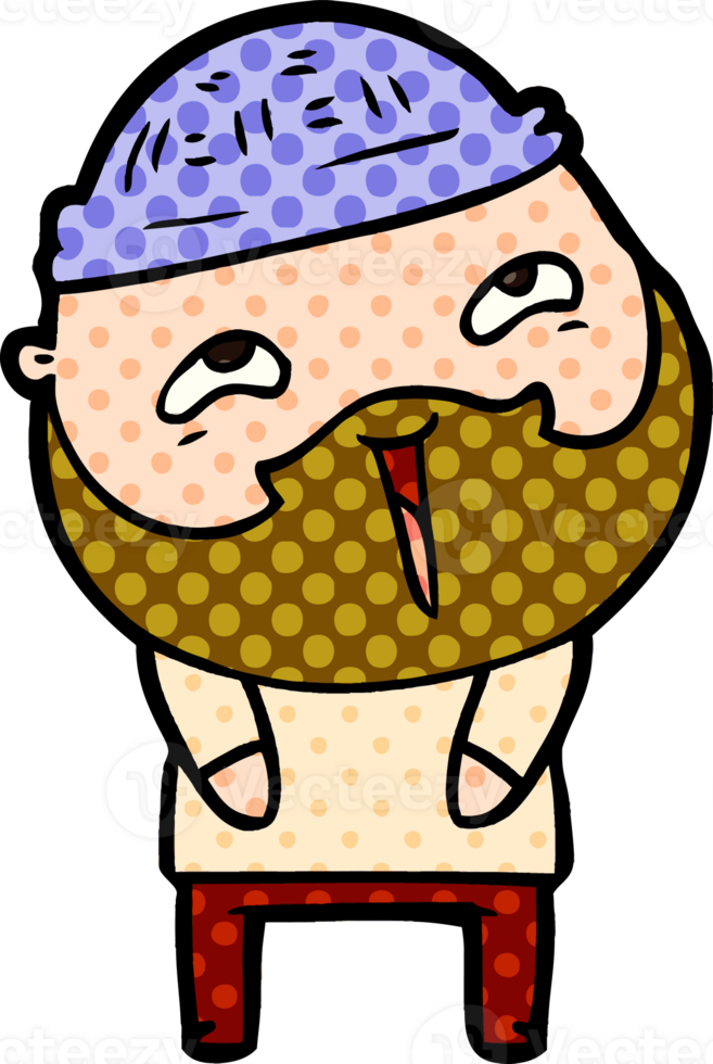 cartoon happy bearded man drawing png