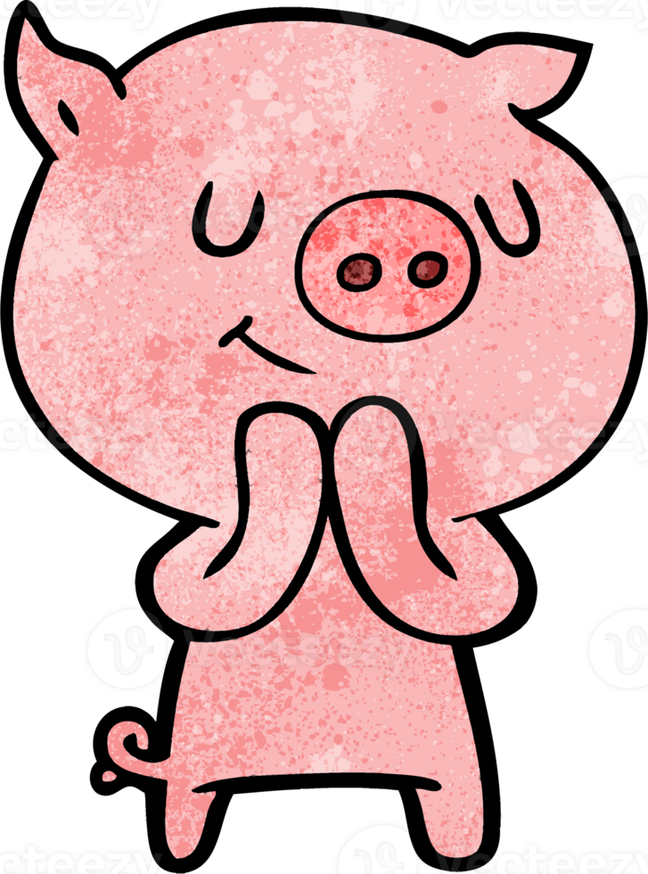 happy cartoon pig drawing png