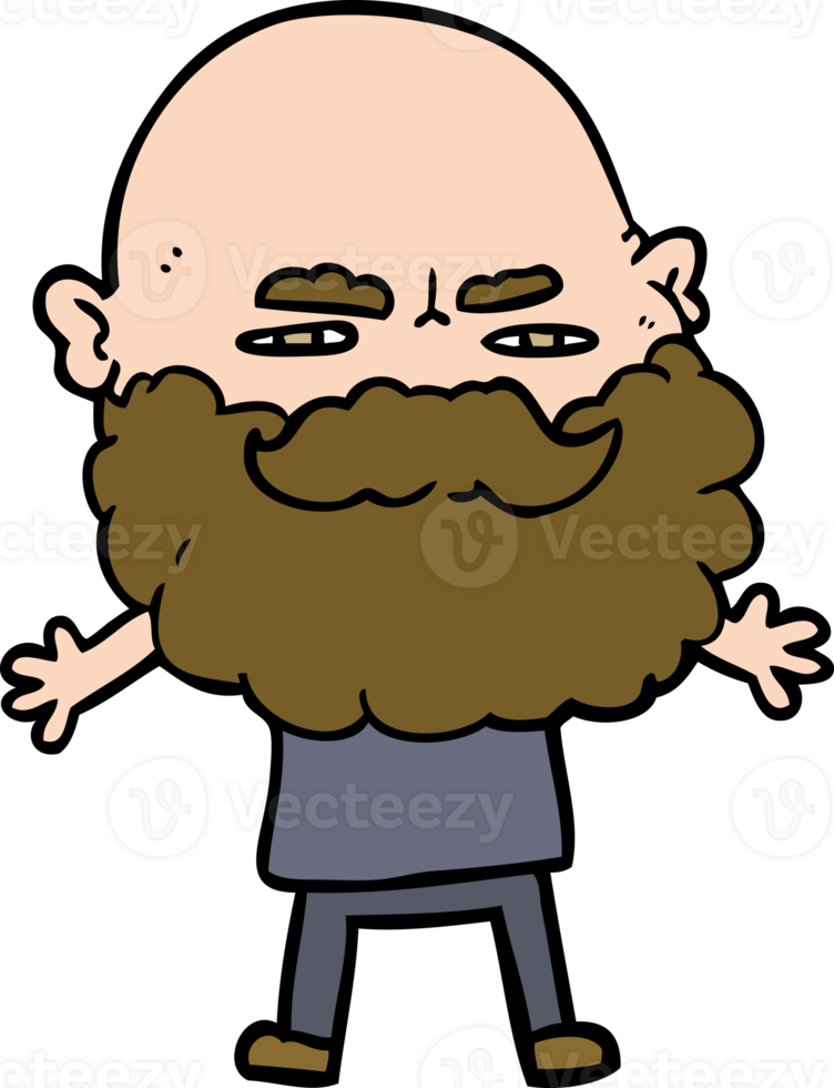 cartoon man with beard frowning drawing png