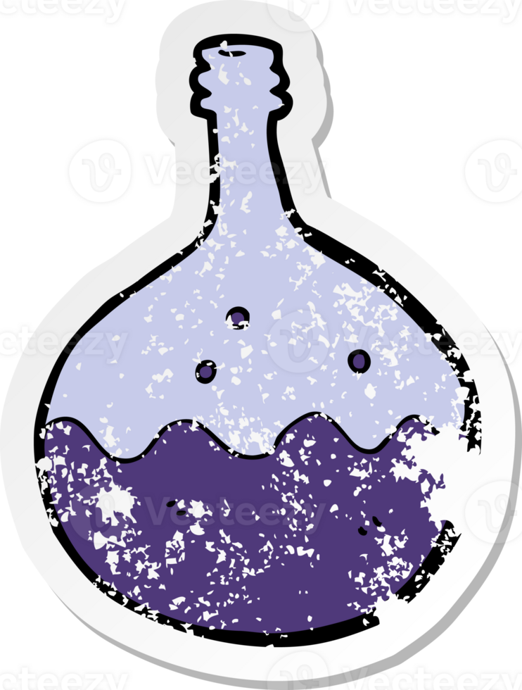 retro distressed sticker of a cartoon bubbling chemicals drawing png