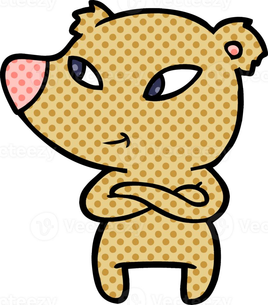 cute cartoon bear with crossed arms drawing png