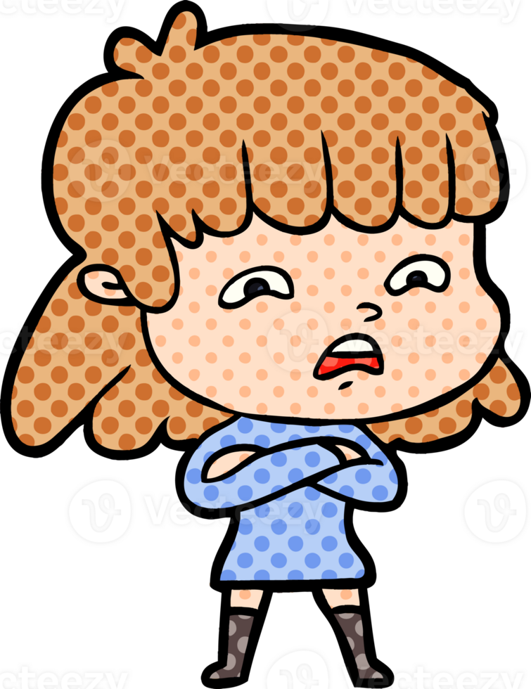 cartoon worried woman drawing png