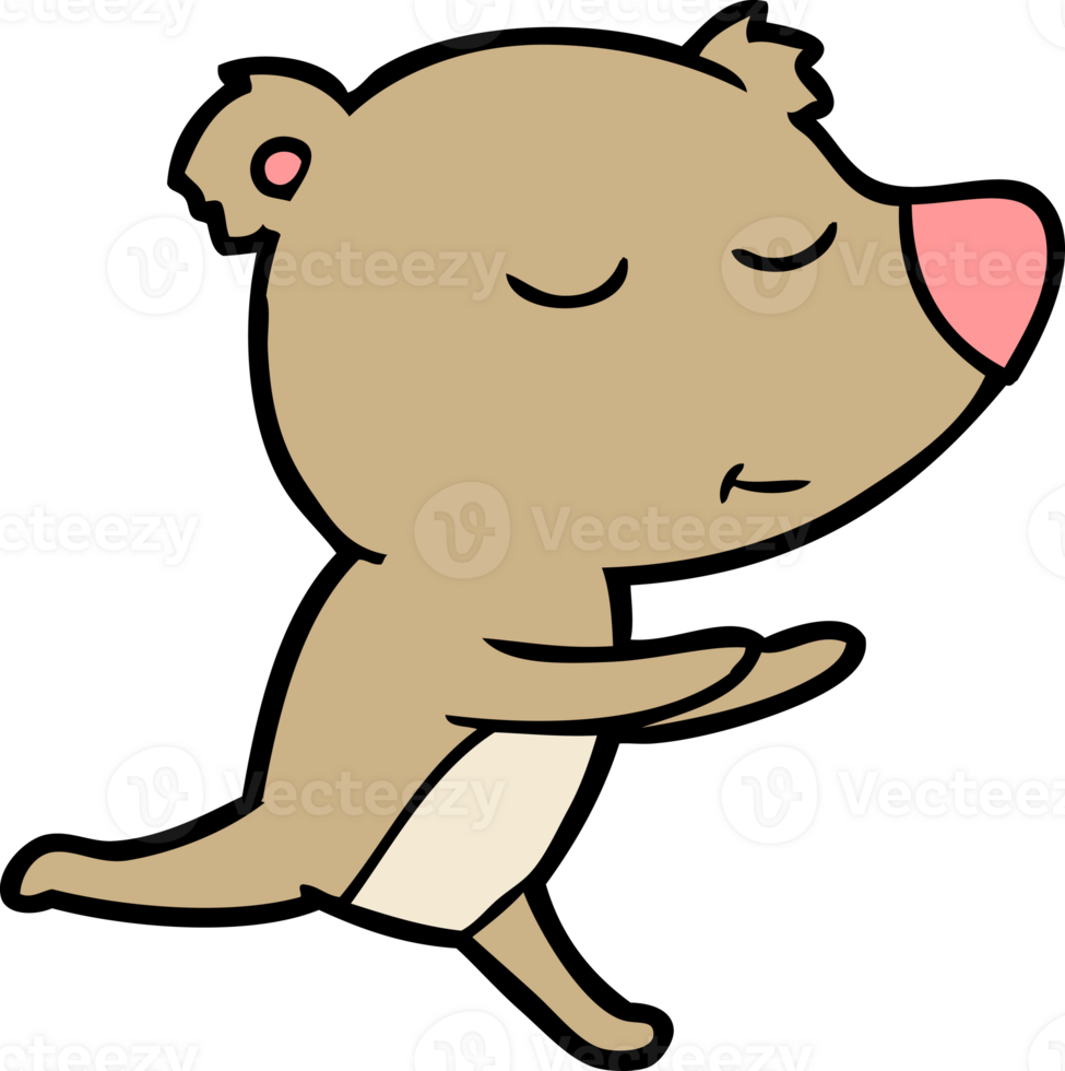 happy cartoon bear running drawing png