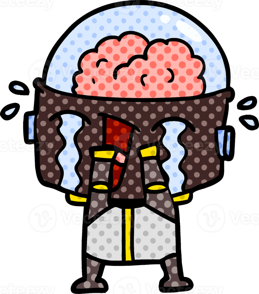 cartoon crying robot drawing png