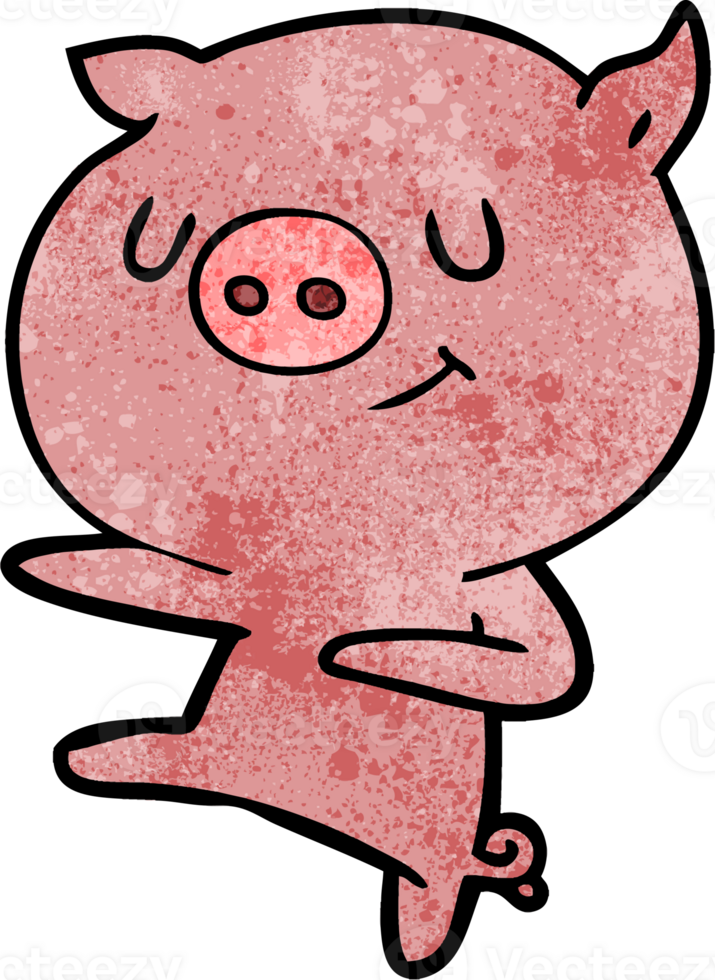 happy cartoon pig dancing drawing png