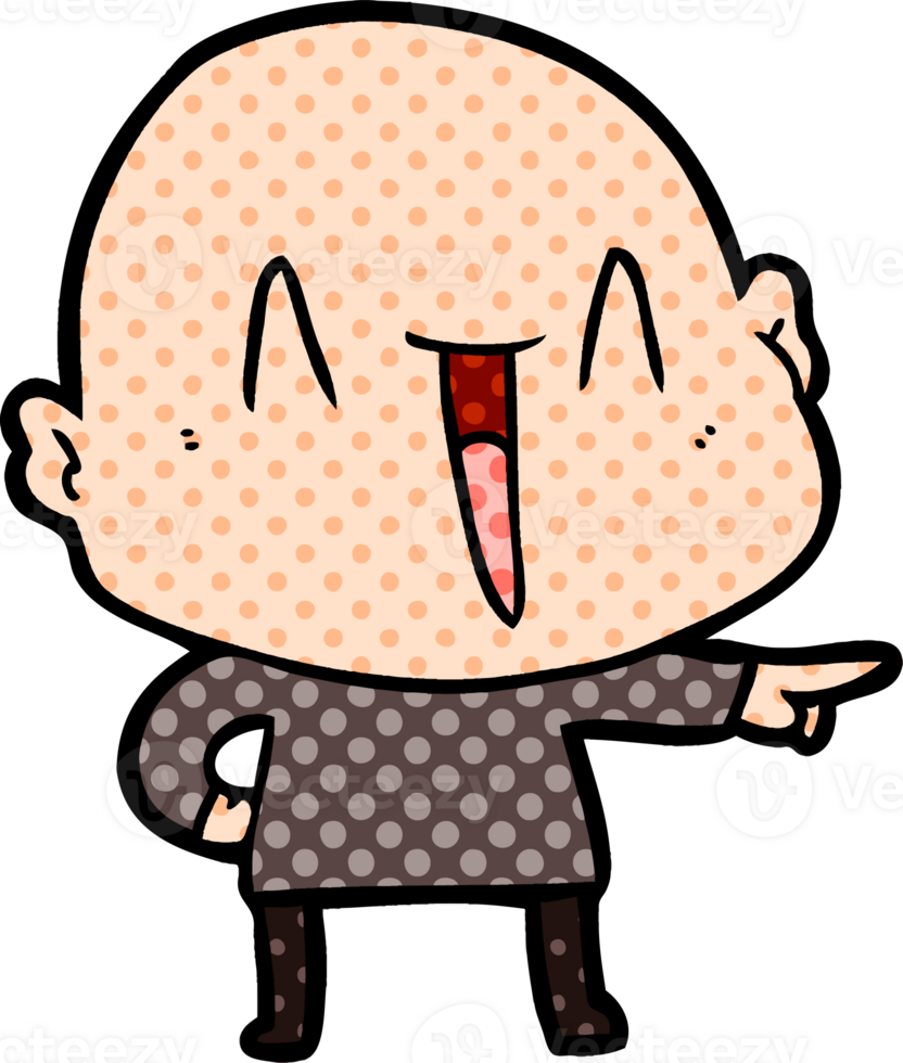 happy cartoon bald man drawing png