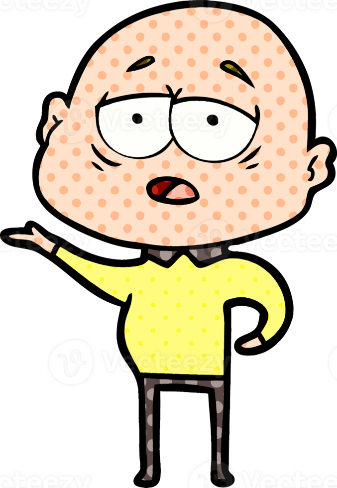 cartoon tired bald man drawing png
