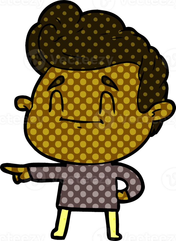 happy cartoon man pointing drawing png