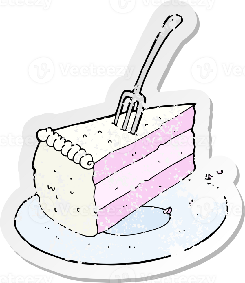 retro distressed sticker of a cartoon cake drawing png