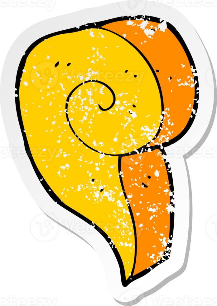 retro distressed sticker of a cartoon decorative swirl symbol drawing png