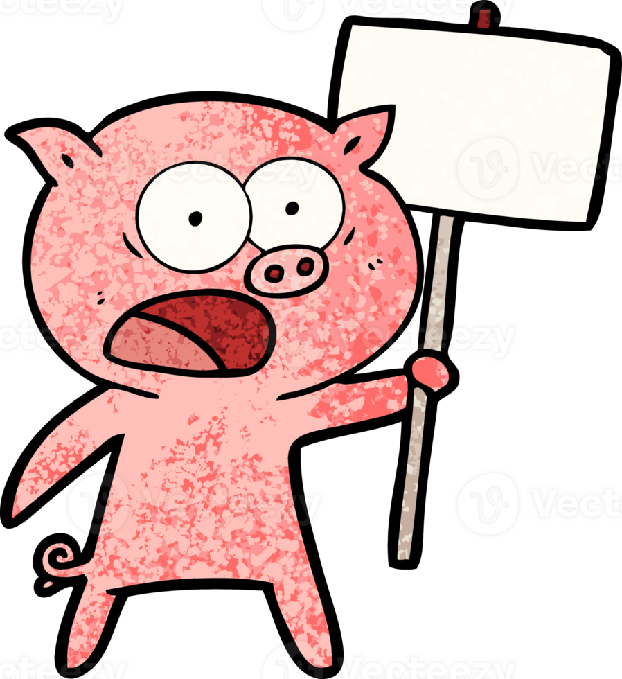 cartoon pig protesting drawing png