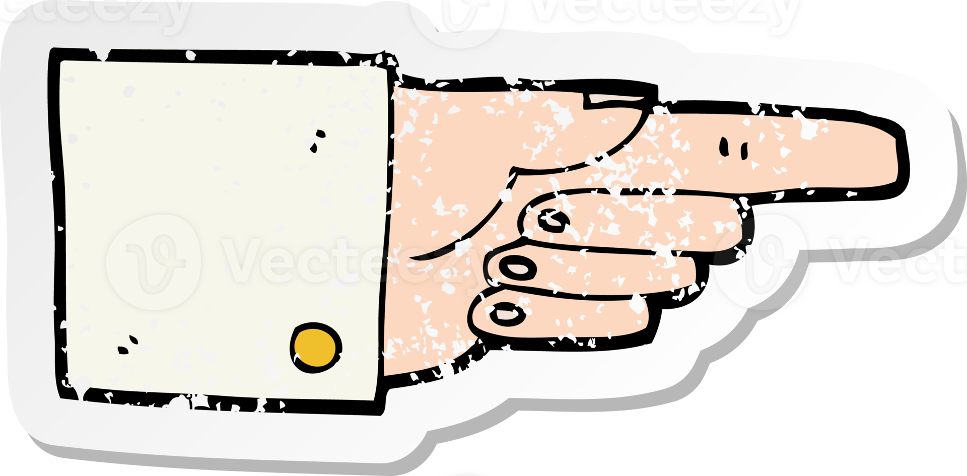 retro distressed sticker of a cartoon pointing hand drawing png
