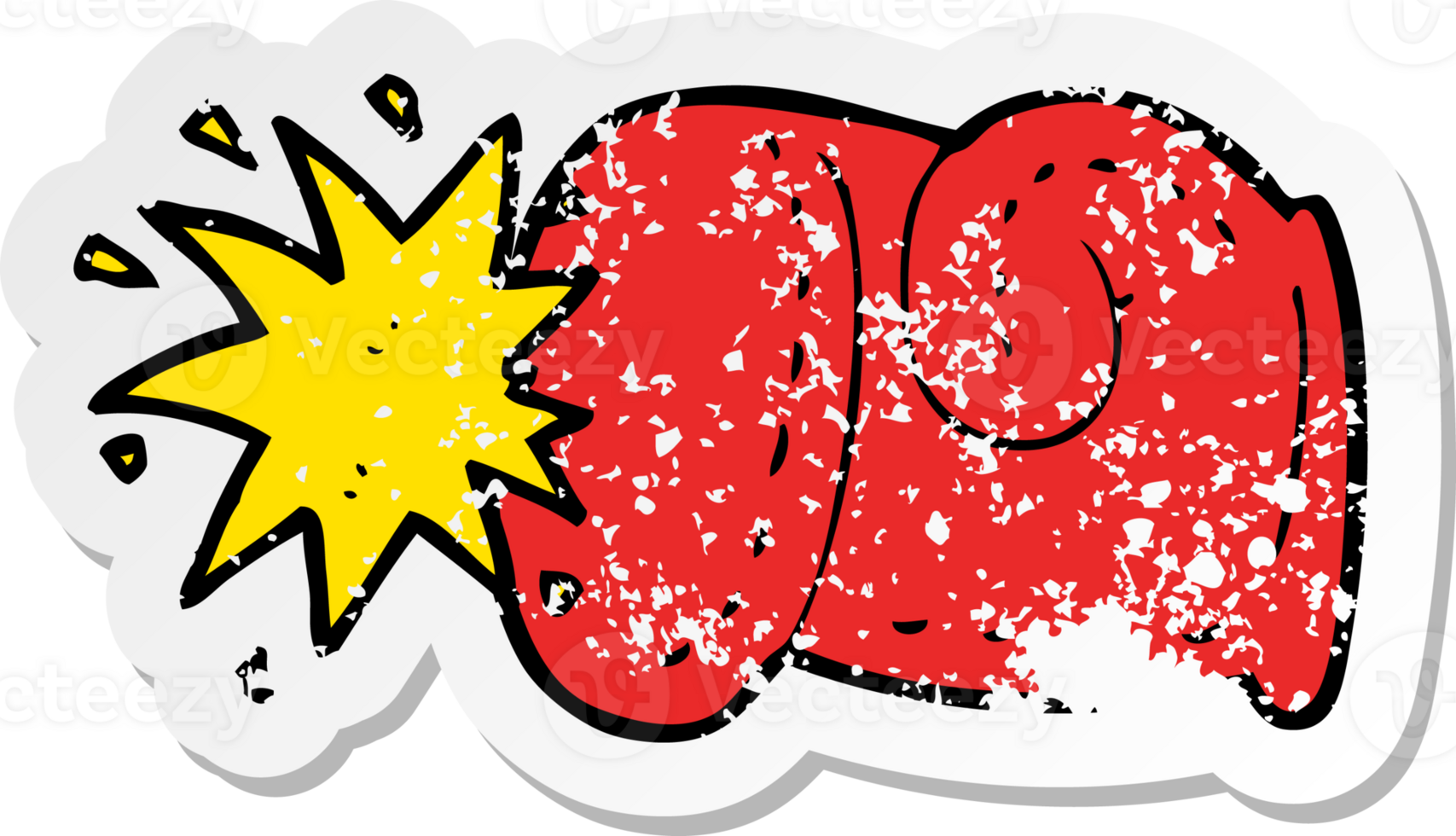retro distressed sticker of a cartoon punch drawing png
