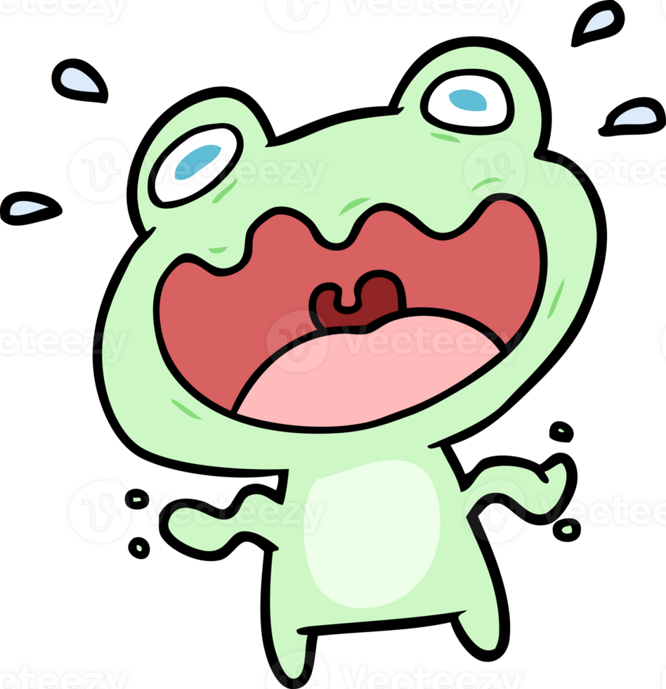 cute cartoon frog frightened drawing png