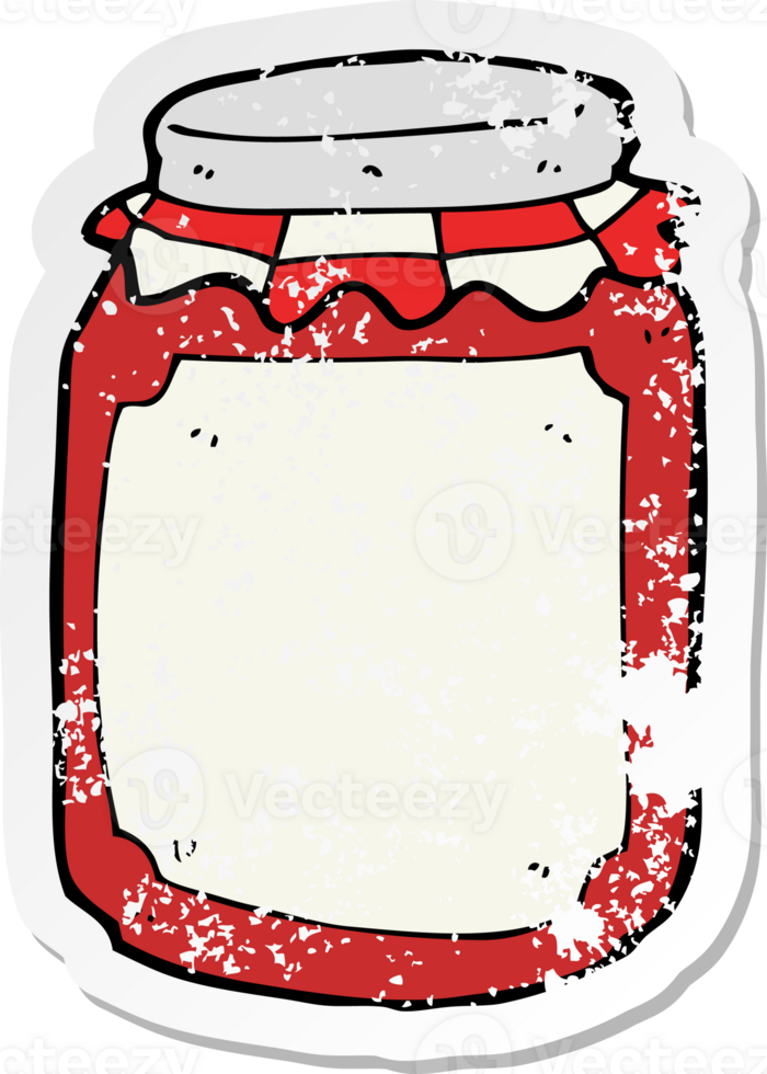 retro distressed sticker of a cartoon jar of preserve drawing png