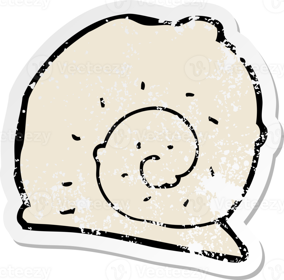 retro distressed sticker of a cartoon snail shell drawing png