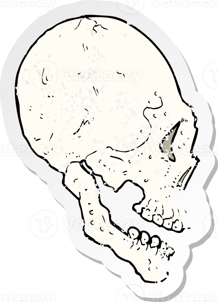 retro distressed sticker of a skull illustration drawing png